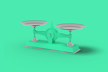 Green scales on a green background. Abstract blue color image. Minimal concept business. 3D render.