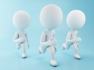 3d White people running