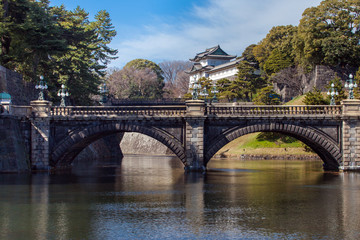 Beautiful architecture of Imperial Palace and Nijubashi Bridge in Tokyo,This is the most popular place in Tokyo ,Japan