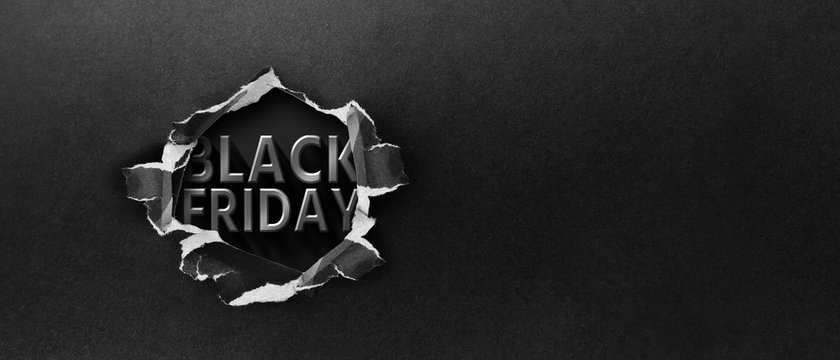 Restrained elegance banner for sales on Black Friday. Rectangular banner. Sale poster of black friday. Design home page sliders for black friday sales on red background. 3D