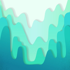 Multi color paper layers 3D papercut hills with gradient on green blue background. Abstract paper cut texture leaks for topography website template or smooth cartoon origami paper shape concept