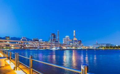 Night view Kobe port and cityscape from bay side