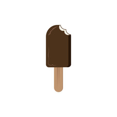 Vector ice cream chocolate popsicle with bite marks. Great for cafe menus, dessert icons and health infographics. - Vector