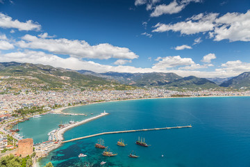 Naklejka premium Aerial View of the harbor of Alanya in Turkey