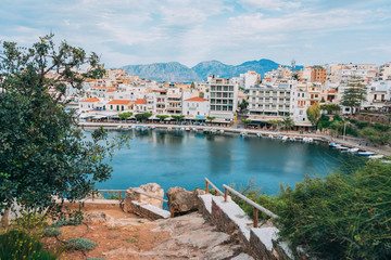 lake Voulismeni in Agios Nikolaos in Crete in Greece