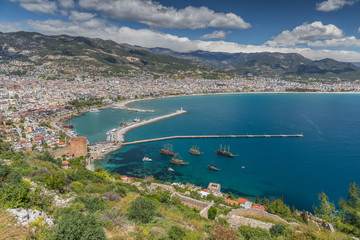 Aerial View of the harbor of Alanya in Turkey