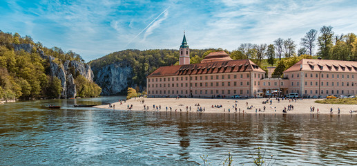 Beautiful view at the famous monastery Weltenburg-Danube-Bavaria-Germany - obrazy, fototapety, plakaty