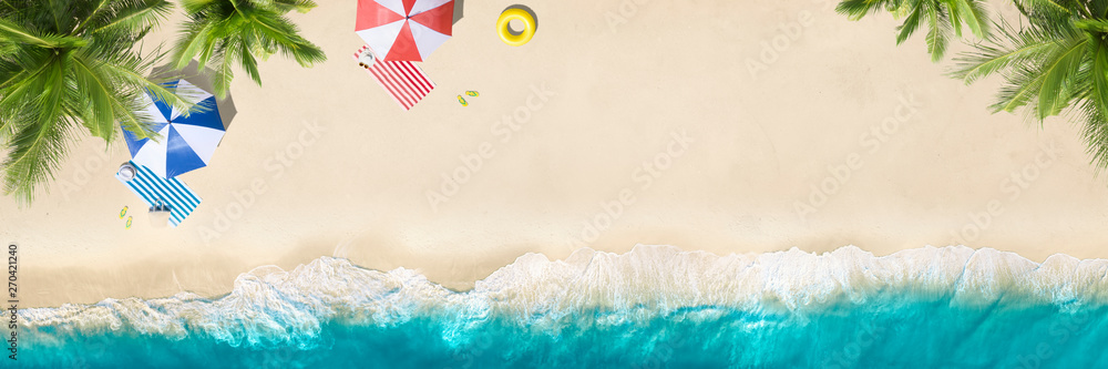 Wall mural aerial top view on sand beach