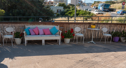 interior in a Greek cafe on the street