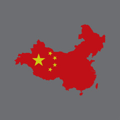 China map flag on grey background