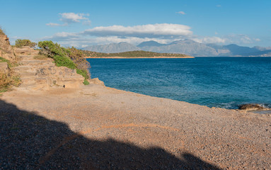sea washing the island of Crete in Greece