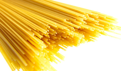 Pasta from dough on a white background