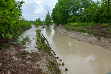 flooding of river embankments reinforcement to delimit the full emilia romagna moderate climatic...