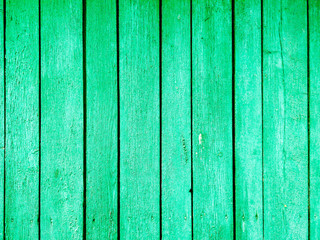 Wooden boards painted on the wall in green