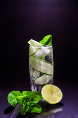 cucumber water with mint and lime juice