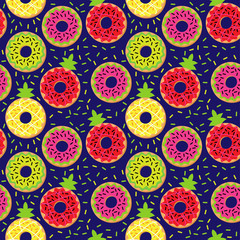 Seamless Vector Background with Doughnuts and Sprinkles