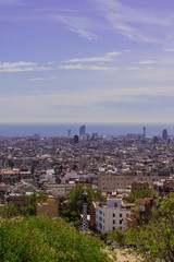 BARCELONA, SPAIN - 20 APRIL 2019: Beautiful city view on a sunny day  - Image