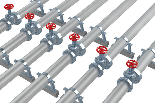 row of pipes with faucets