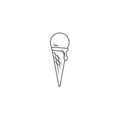 Ice cream single scoops on a wafer cone vector icon. Minimal design for inforgraphics, menus, dessert shop logos. - Vector