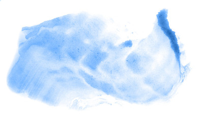 Abstract watercolor background hand-drawn on paper. Volumetric smoke elements. Blue color. For design, web, card, text, decoration, surfaces.