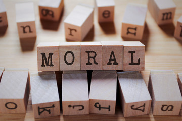 Moral Word In Wooden Cube