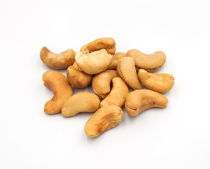 Cashew nuts on a white background