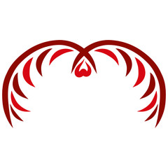 Flying bird with a heart, abstract pattern