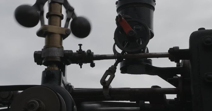 Spinning Flyball Governor Or Steam Regulator, Lots Of Moving Parts And Steam