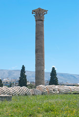 Naklejka premium The ancient temple of Olympius Zeus or Olympion, near the Acropolis of Athens, Greece / May 2019. 