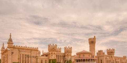 Bangalore Palace is a palace located in Bangalore, Karnataka, India. The palace has a floor area of 45,000 sft, and grounds of 454 acres (183 ha)