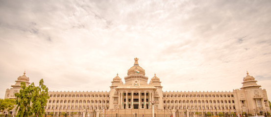 The Vidhana Soudha located in Bangalore, is the seat of the state legislature of Karnataka