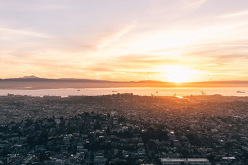 Beautiful sunset with the city of San Francisco