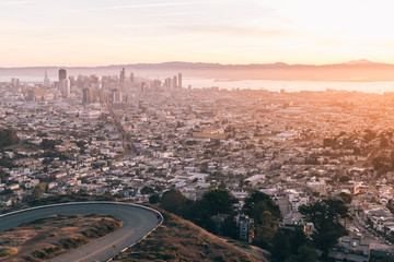 View of the city of San Francisco during a sunset