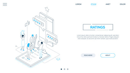 Company ratings - line design style isometric web banner
