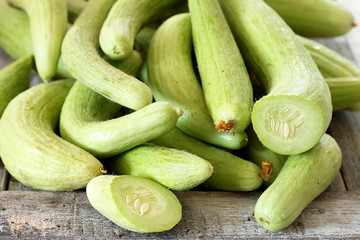 Fresh  Armenian cucumbers  on white background 