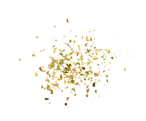 dried parsley isolated on white background. top view