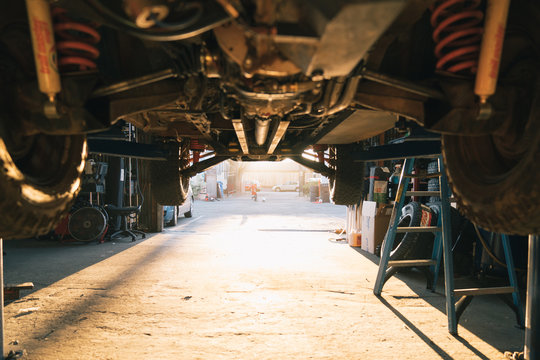 Bottom View Of A Truck With Warm Light