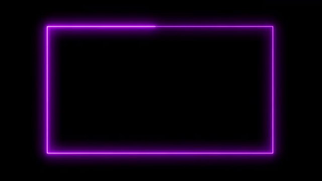 Glowing purple rectangular frame with alpha channel. 4K. Rotation animation.