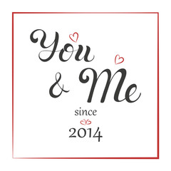Illustration of lettering greeting with anniversary. Celebration poster, greeting card, print concept of marriage