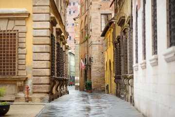 Beautiful medieval streets of Lucca city, Tuscany, Italy.