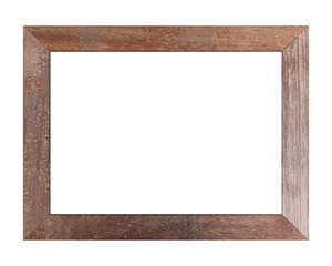 Brown wood frame isolated on white background. Object with clipping path