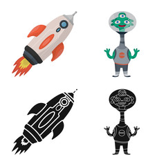 Vector illustration of astronomy and technology  sign. Set of astronomy and sky vector icon for stock.