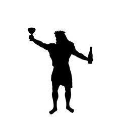 Dionysus Bacchus god wine silhouette ancient mythology fantasy. Vector illustration.