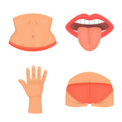 Vector design of body and part symbol. Collection of body and anatomy vector icon for stock.