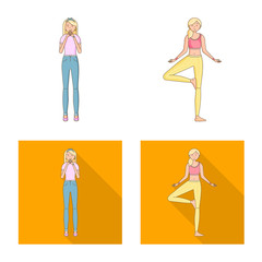 Vector design of posture and mood logo. Set of posture and female stock vector illustration.