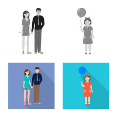 Isolated object of character and avatar  symbol. Set of character and portrait stock vector illustration.