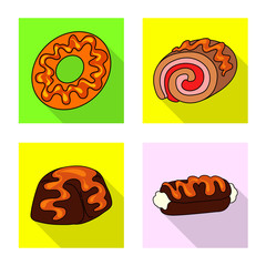 Vector illustration of confectionery and culinary logo. Collection of confectionery and colorful vector icon for stock.