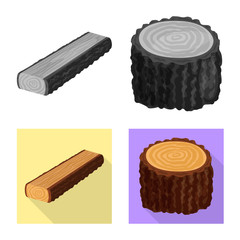 Isolated object of tree   and raw  symbol. Collection of tree   and construction stock symbol for web.