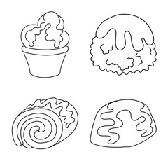 Vector illustration of sweet and product icon. Collection of sweet and caramel vector icon for stock.