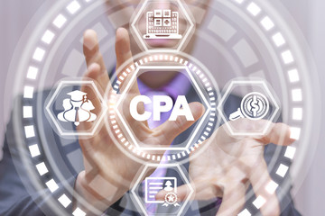 CPA Certified Public Accountant Business concept. Bookkeeper Education Certification.